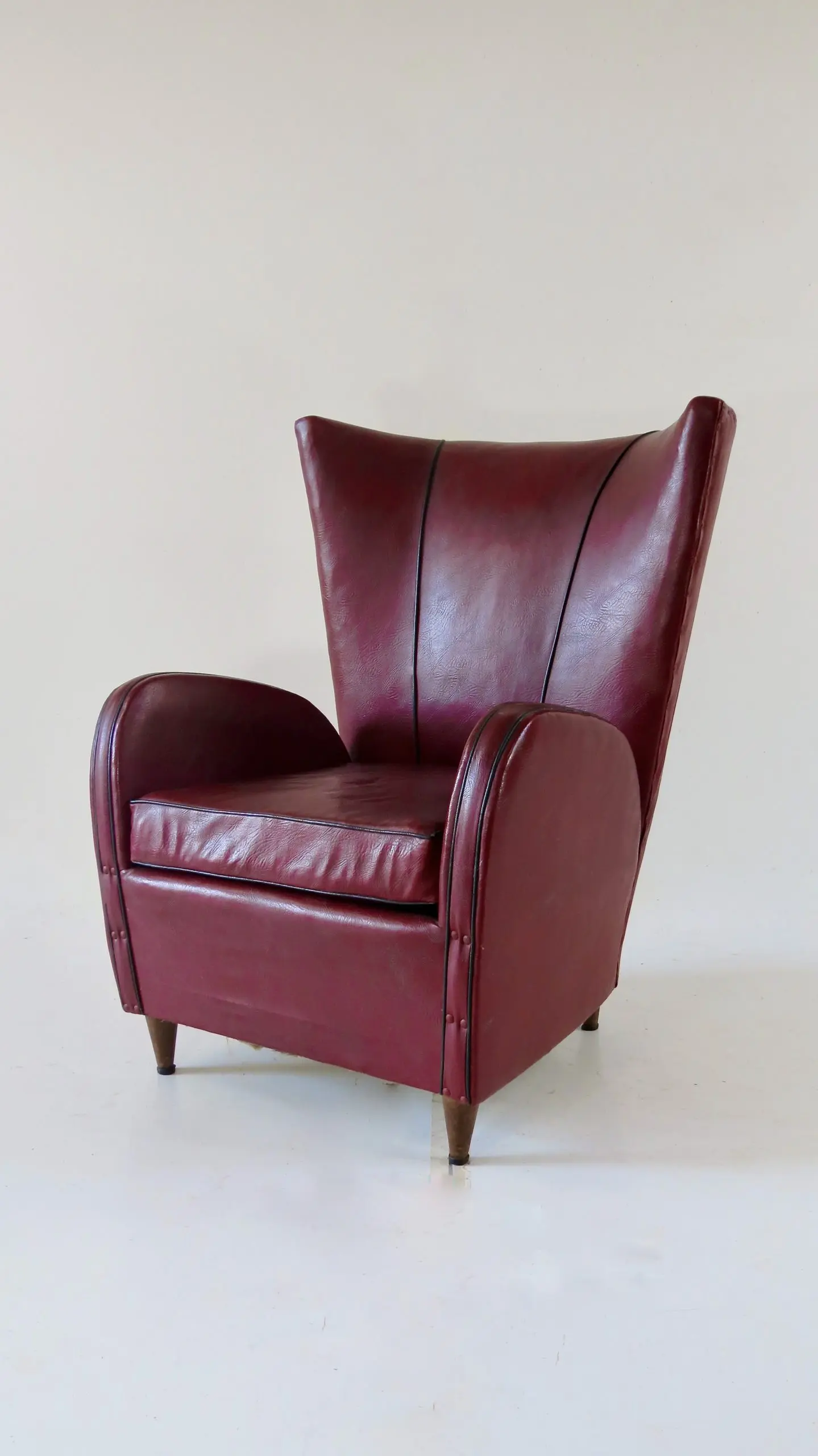 Pair of Rare Red Sky Paolo Buffa Armchairs, 1950 — photo 9