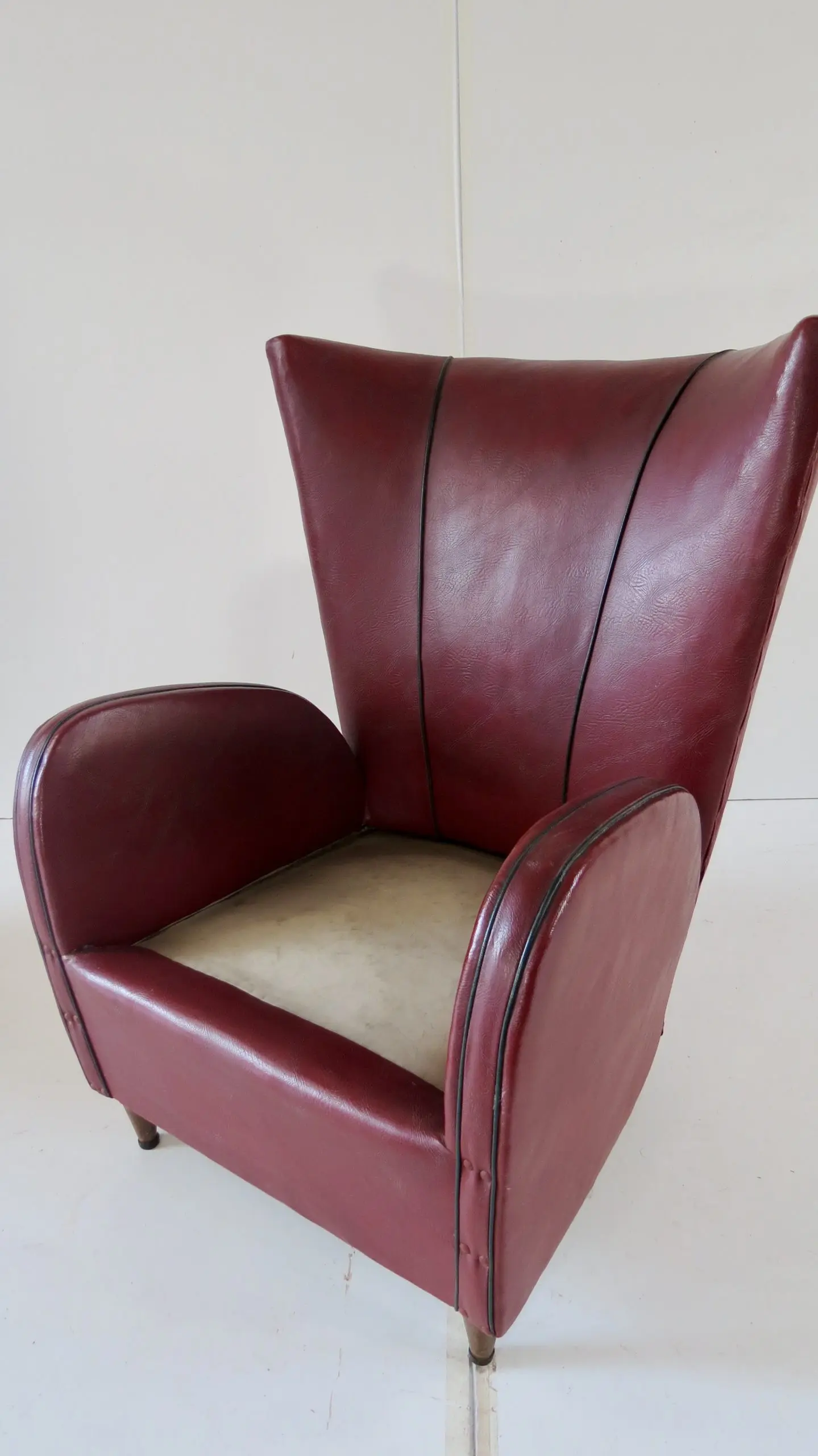 Pair of Rare Red Sky Paolo Buffa Armchairs, 1950 — photo 10