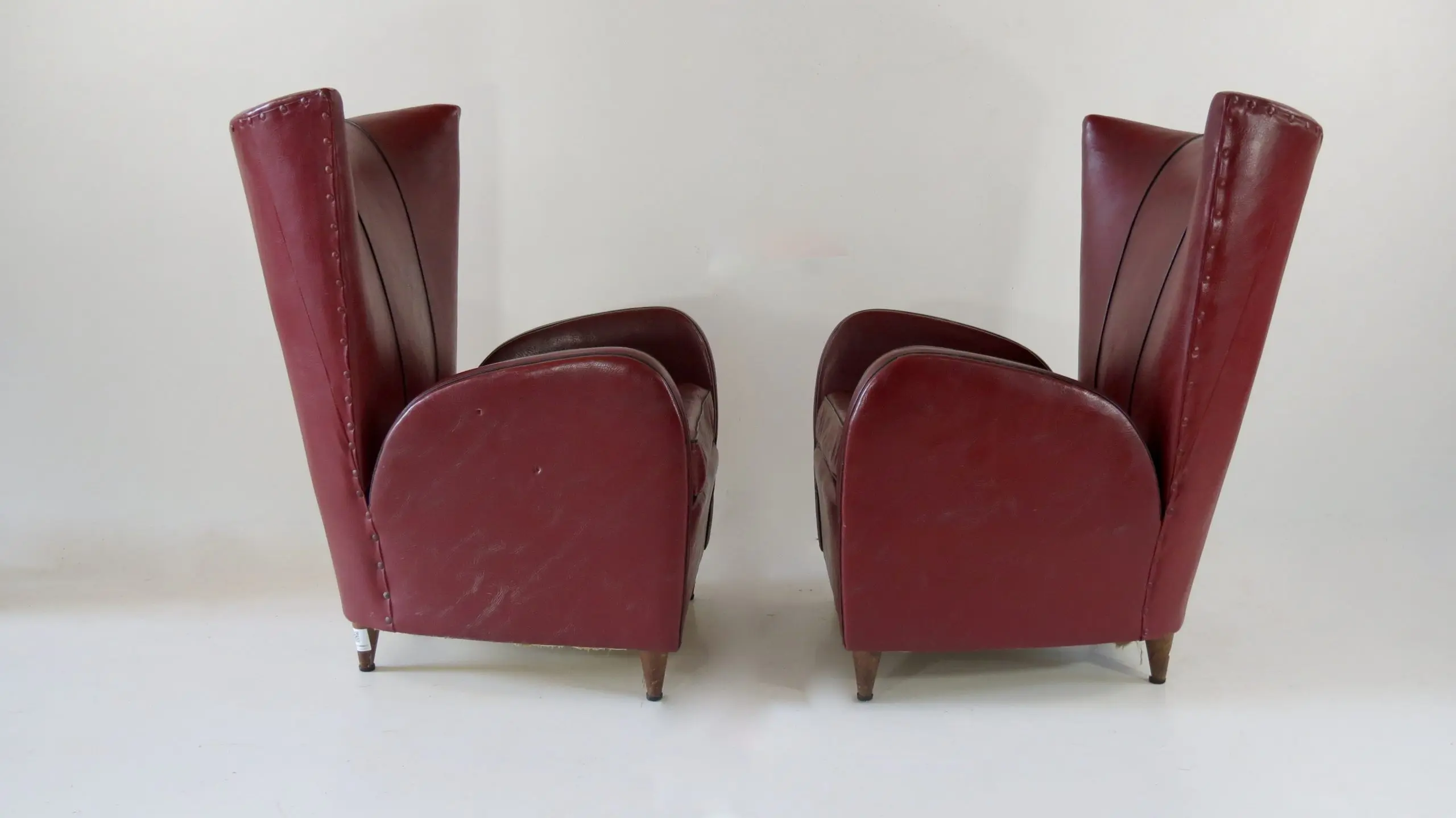 Pair of Rare Red Sky Paolo Buffa Armchairs, 1950 — photo 5