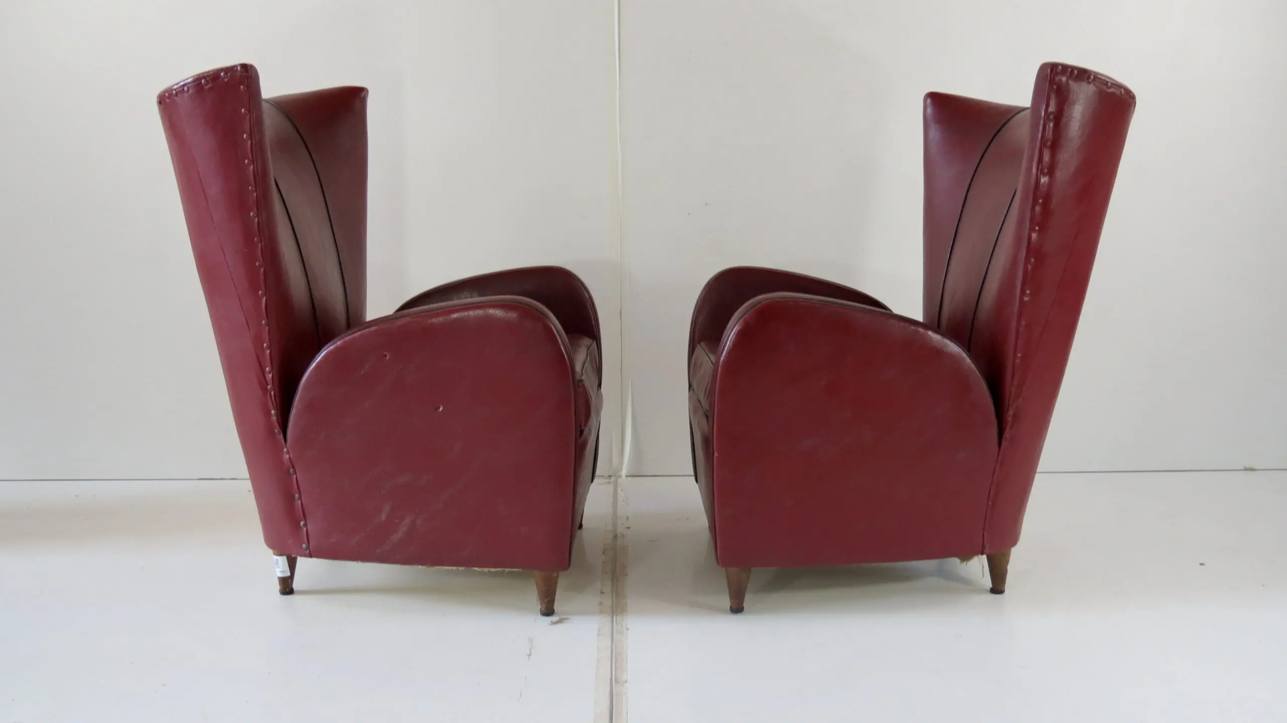 Pair of Rare Red Sky Paolo Buffa Armchairs, 1950 — photo 6