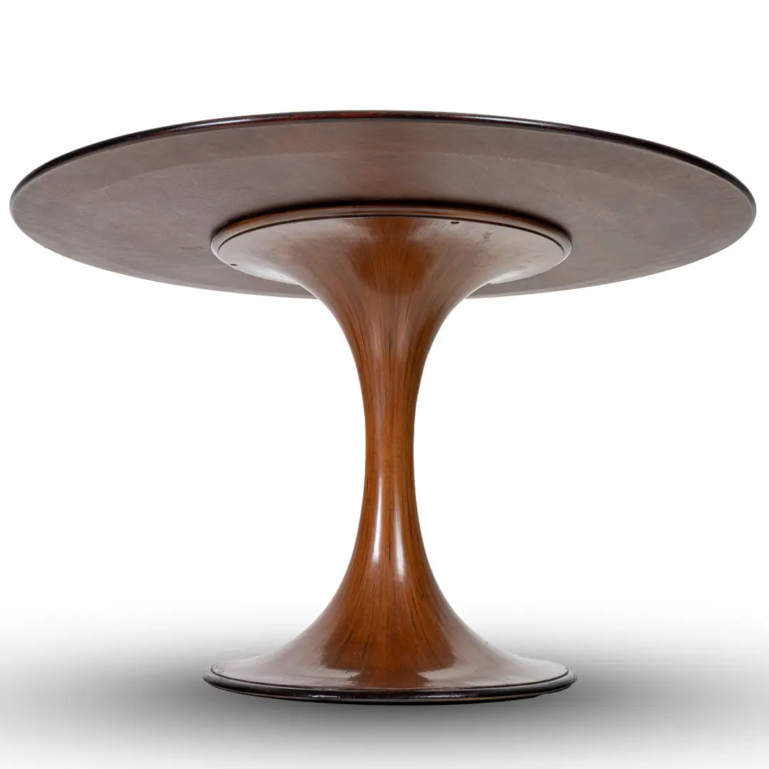 Elegant Walnut Round Center Dining Table "Clessidra" by Luigi Massoni, 1959 — image 2