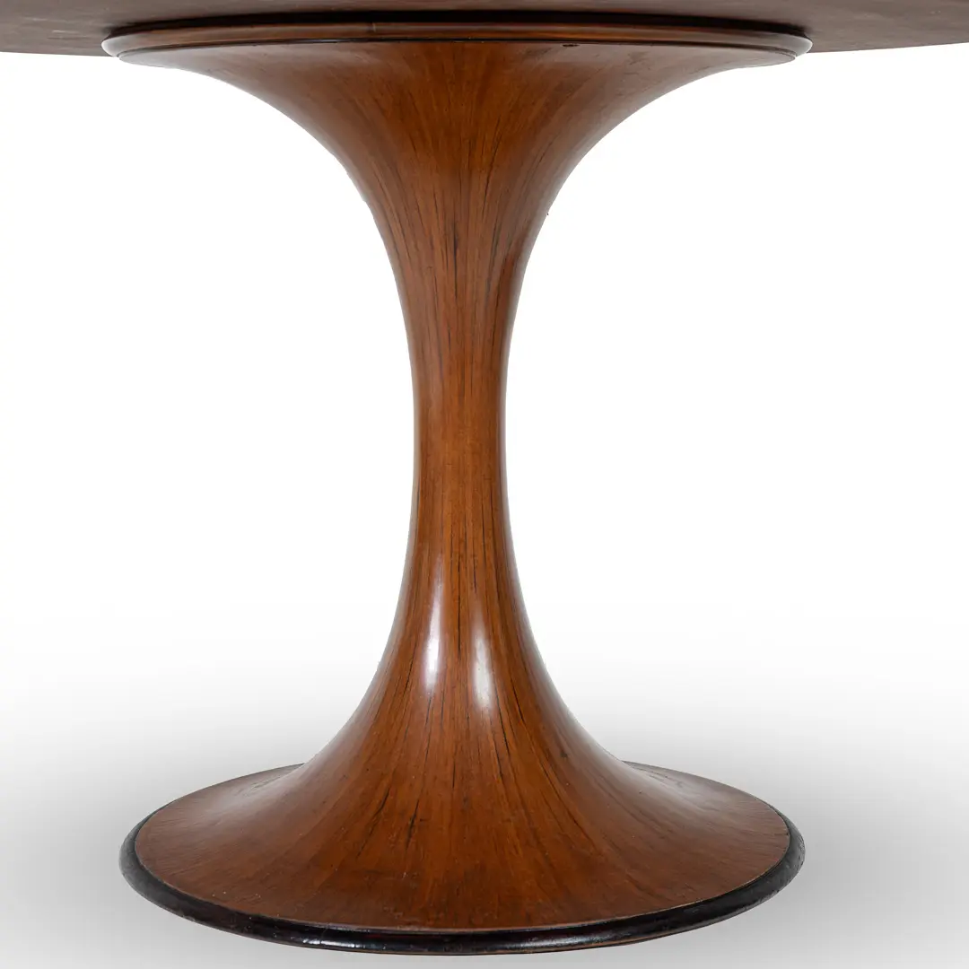 Elegant Walnut Round Center Dining Table "Clessidra" by Luigi Massoni, 1959 — photo 4