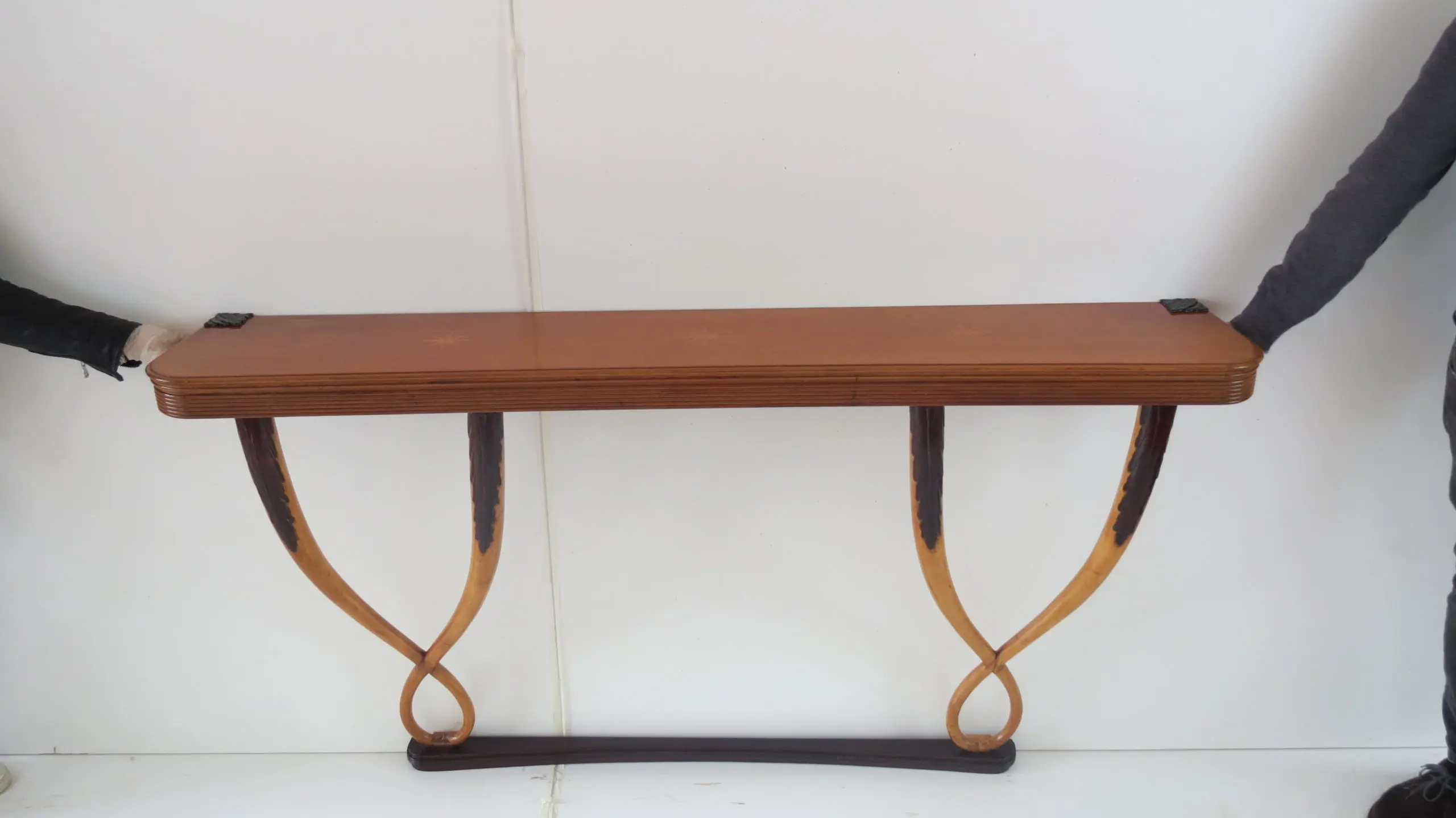 Large Important Inlaid Cherrywood Wall Console Tomaso Buzzi Attributed, c. 1940 — photo 11