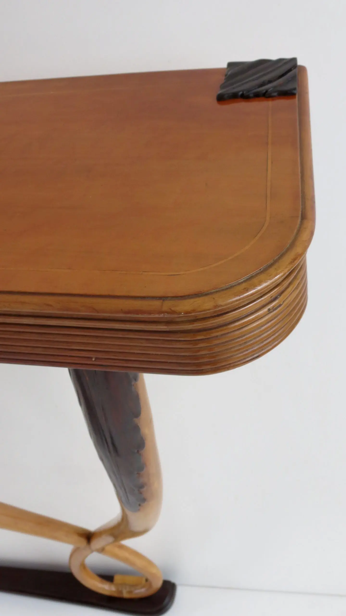 Large Important Inlaid Cherrywood Wall Console Tomaso Buzzi Attributed, c. 1940 — photo 14