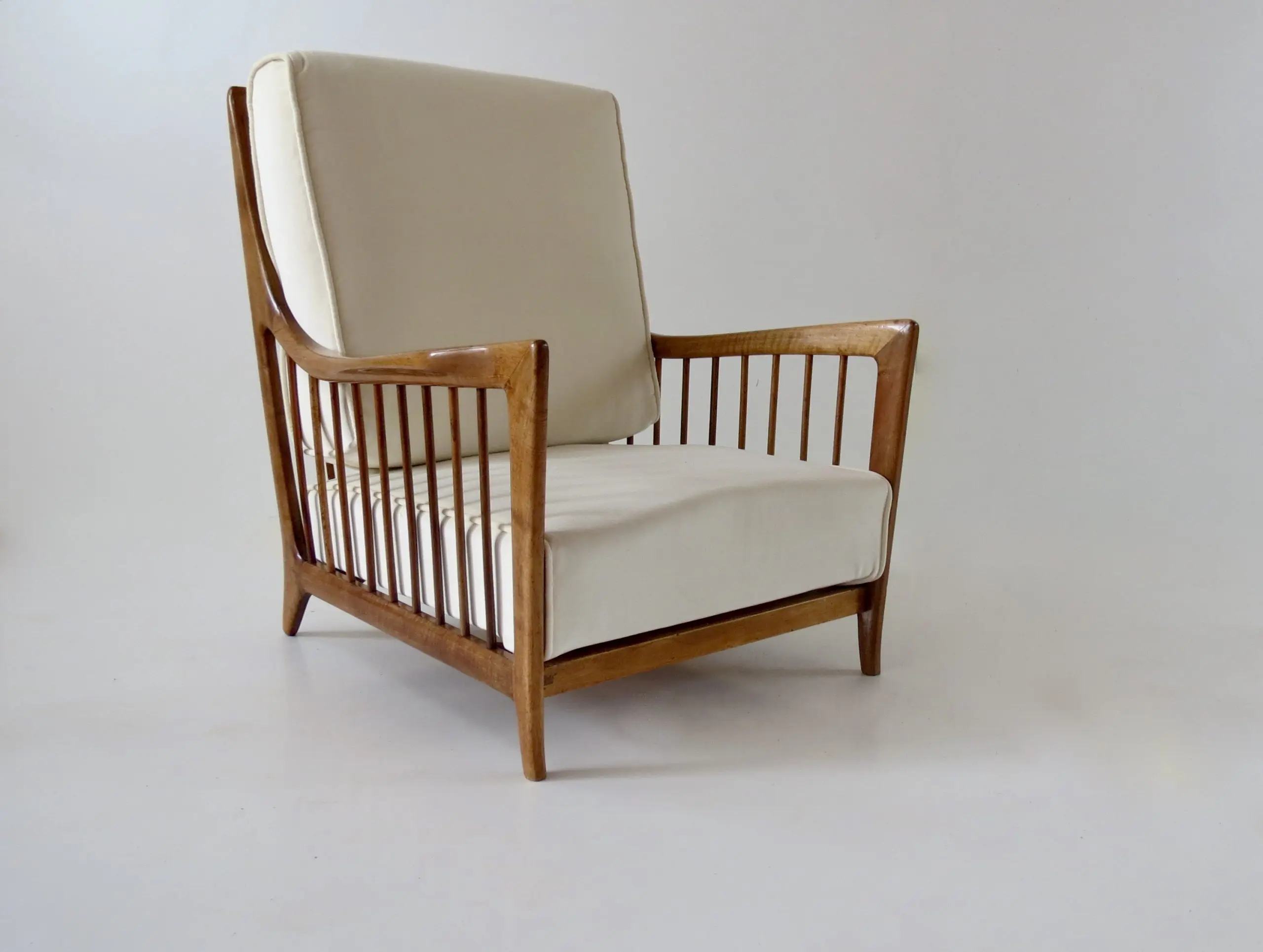Rare Paolo Buffa White Cherrywood Armchair 118/F, 1950 — photo 13
