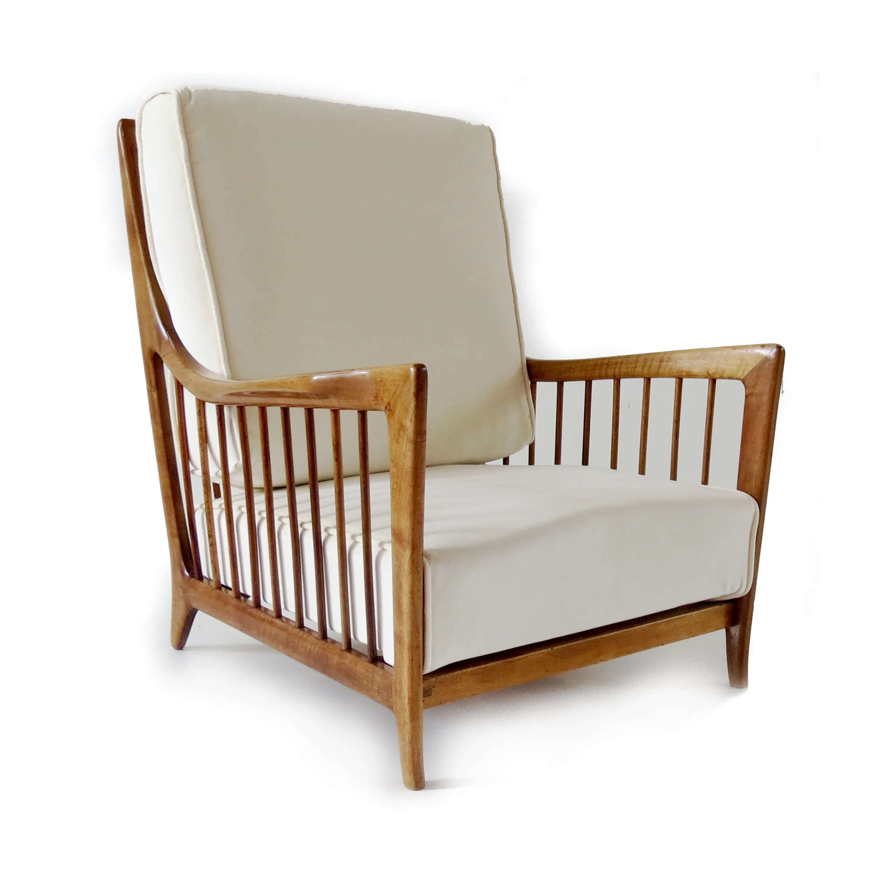 Rare Paolo Buffa White Cherrywood Armchair 118/F, 1950 — Paolo Buffa