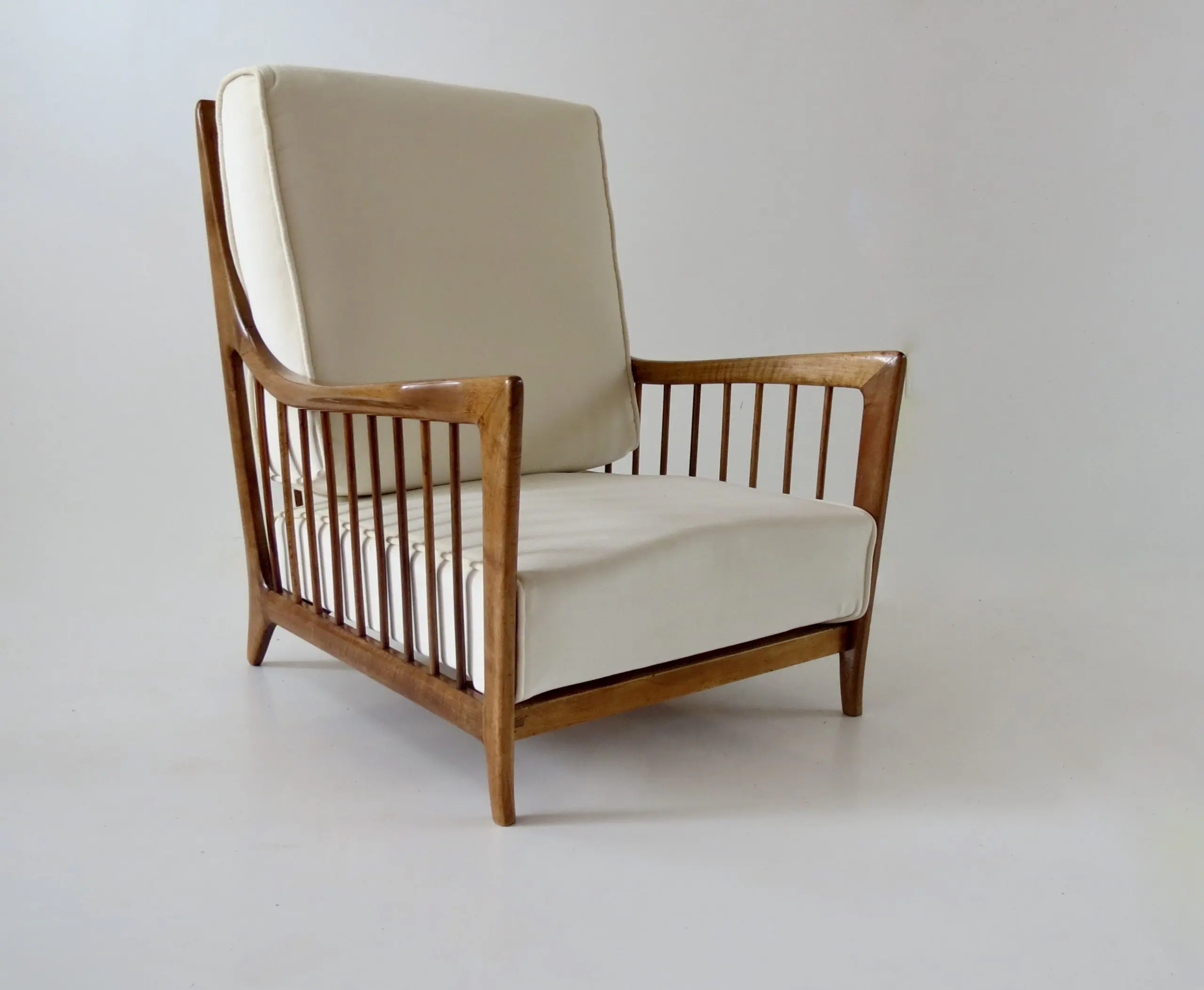 Rare Paolo Buffa White Cherrywood Armchair 118/F, 1950 — photo 14