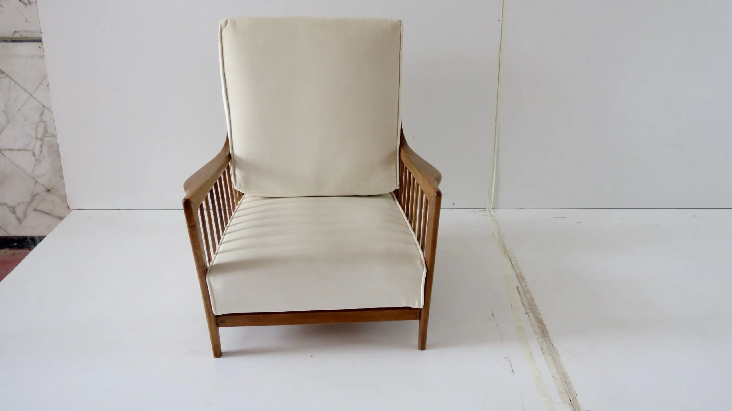 Rare Paolo Buffa White Cherrywood Armchair 118/F, 1950 — photo 21