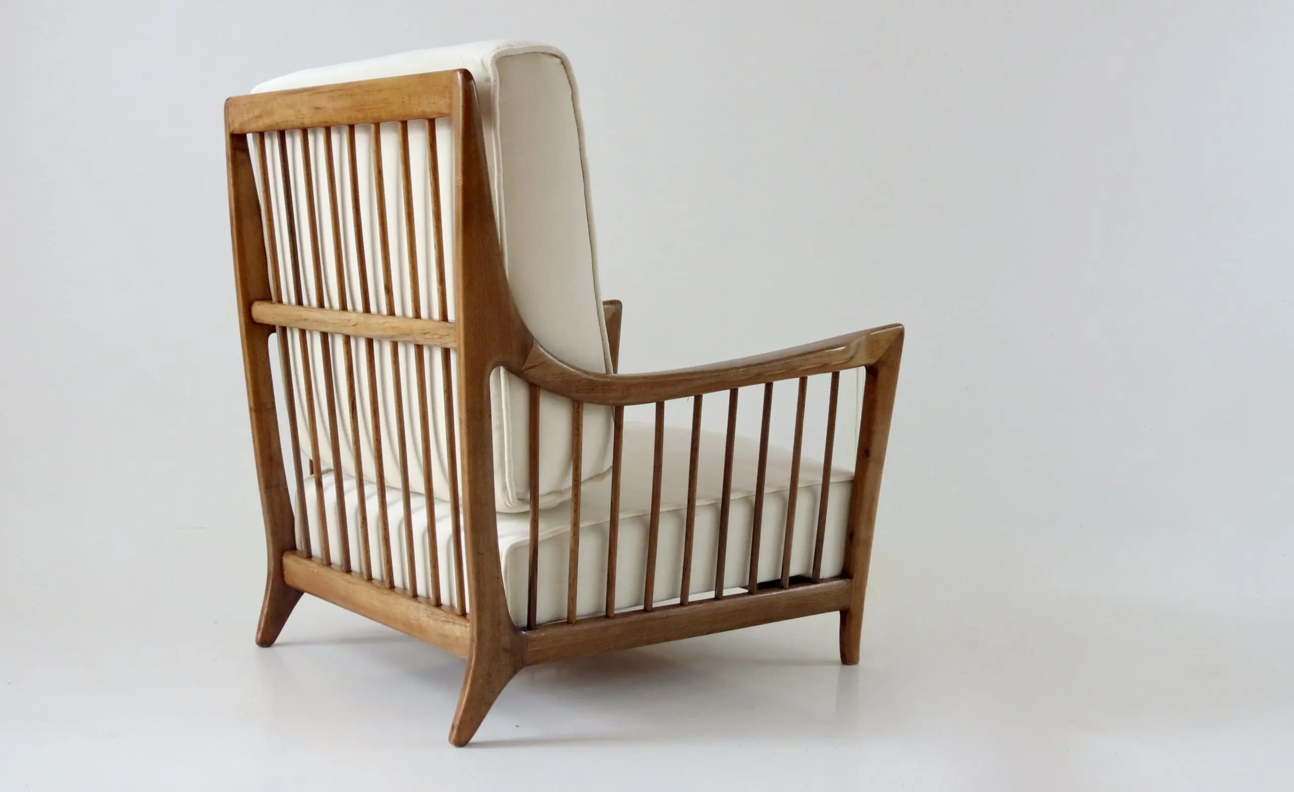 Rare Paolo Buffa White Cherrywood Armchair 118/F, 1950 — photo 18