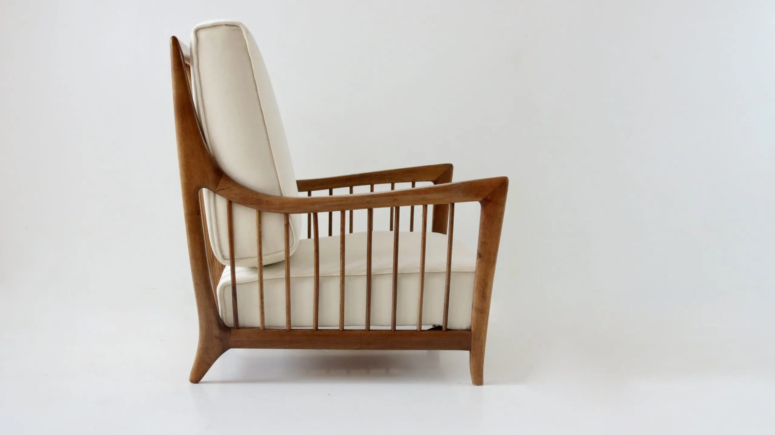 Rare Paolo Buffa White Cherrywood Armchair 118/F, 1950 — photo 17