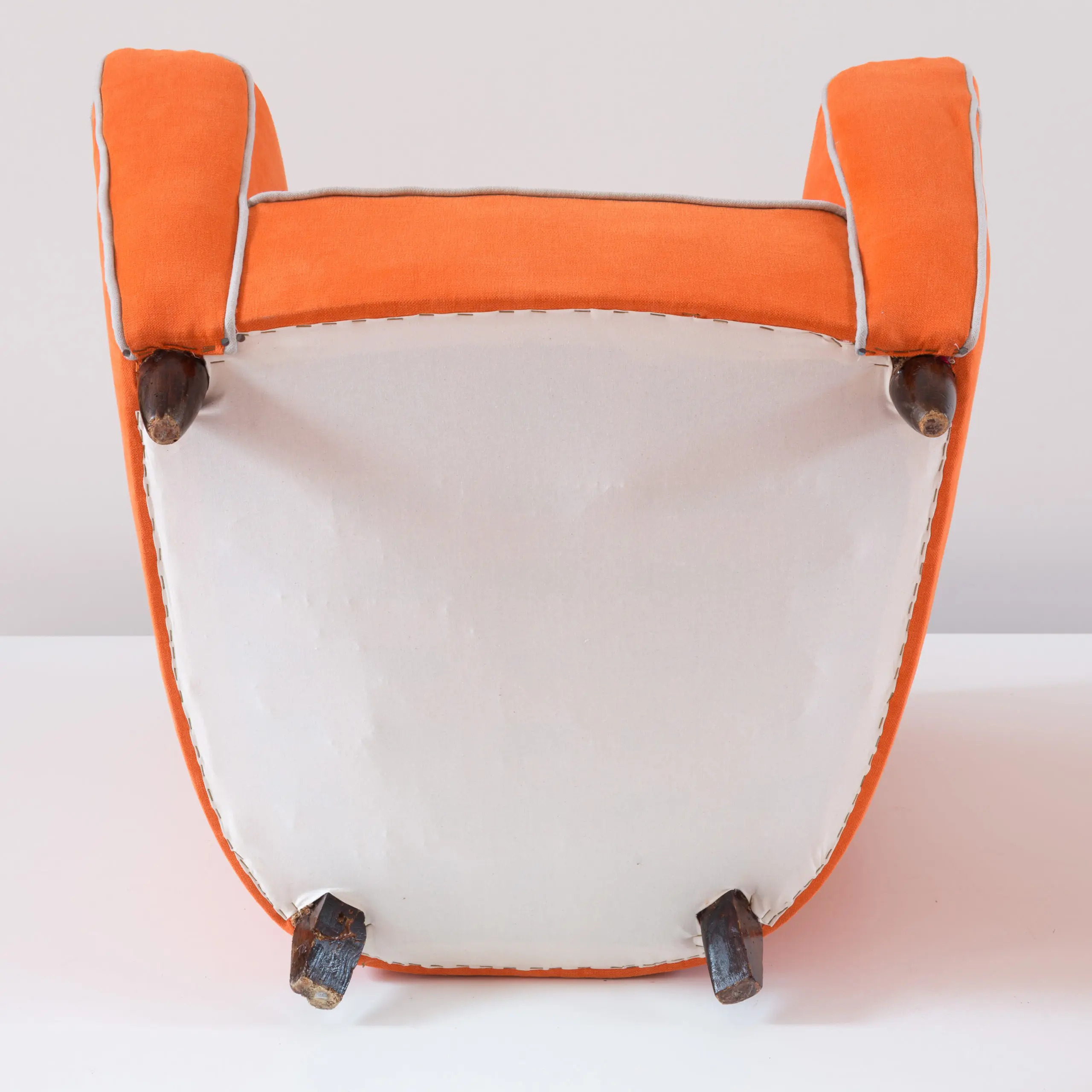 Pair of orange large wingback armchairs,att. to Melchiorre Bega, 1952 — photo 7