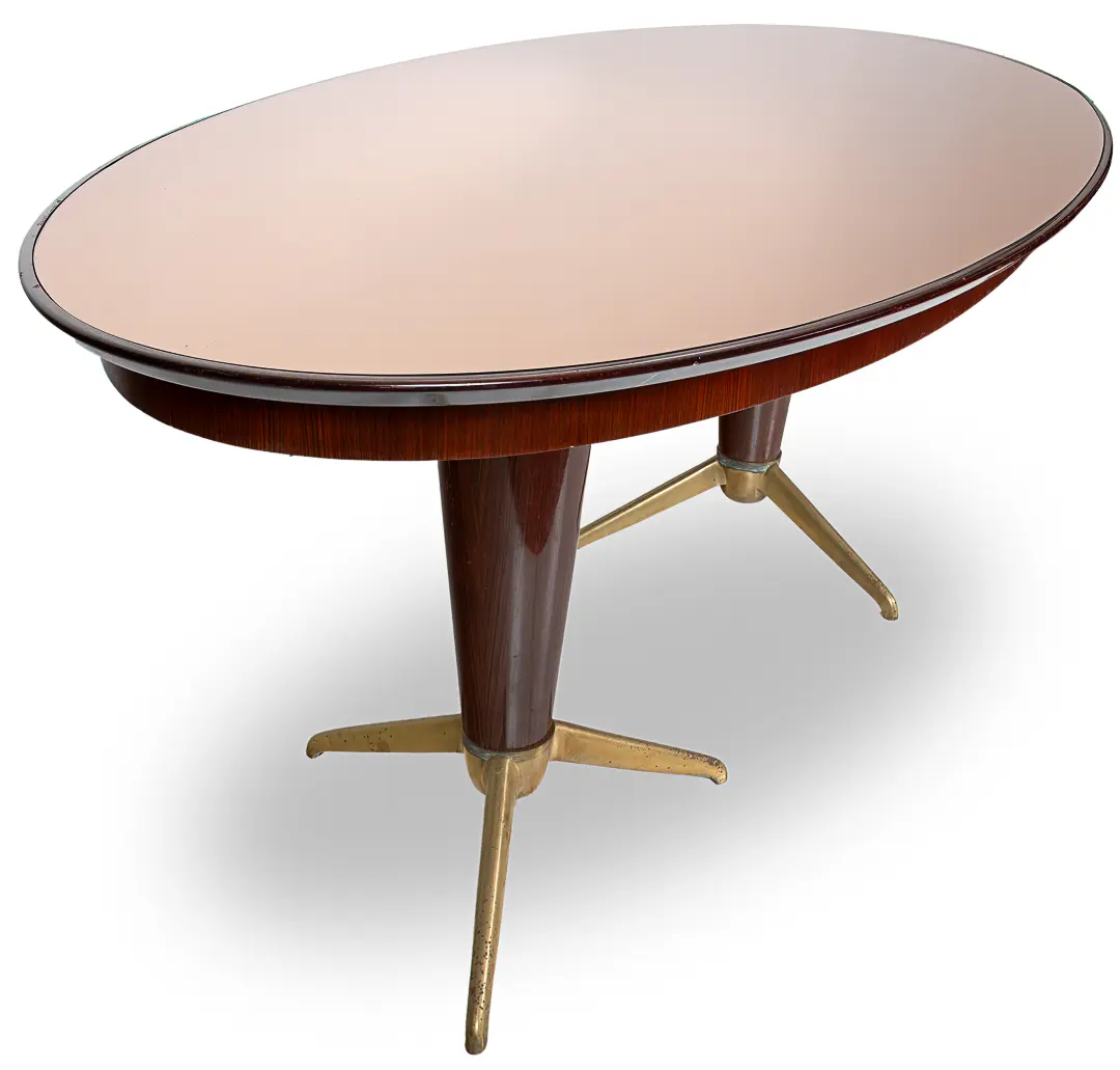 Rare Oval pink mirrored top Dining Table Attr. to Melchiorre Bega, circa 1950 — photo 6
