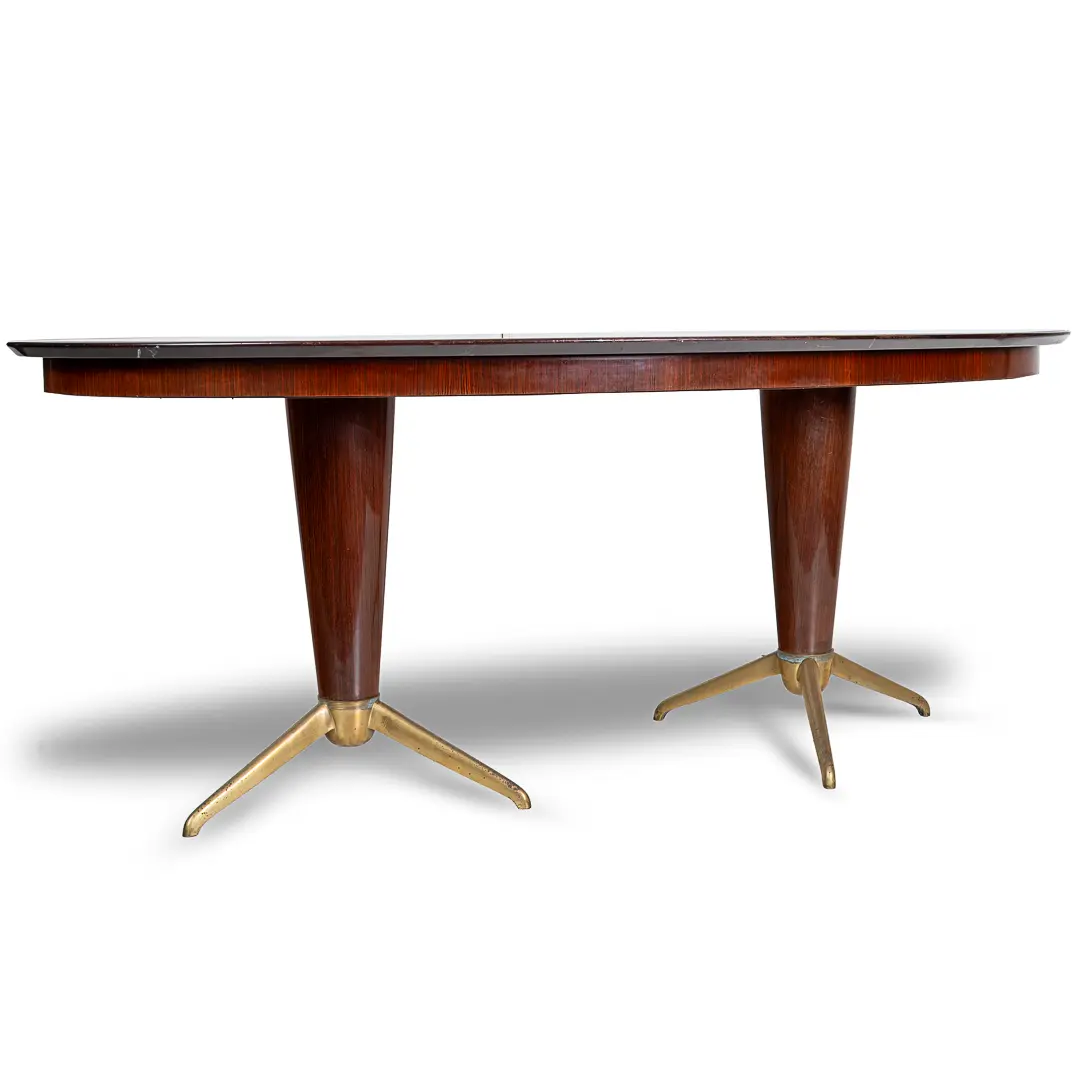 Rare Oval pink mirrored top Dining Table Attr. to Melchiorre Bega, circa 1950 — Melchiorre Bega