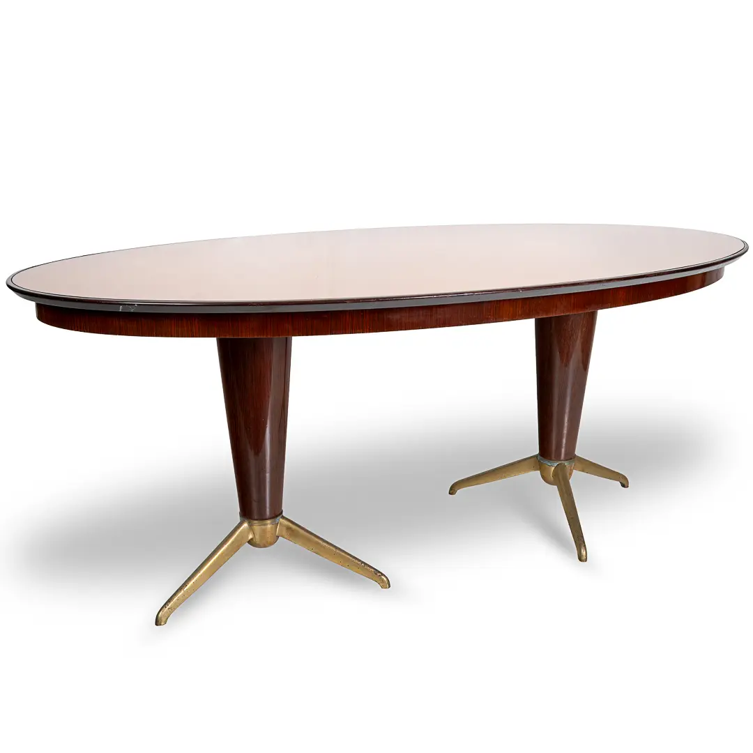 Rare Oval pink mirrored top Dining Table Attr. to Melchiorre Bega, circa 1950 — image 2
