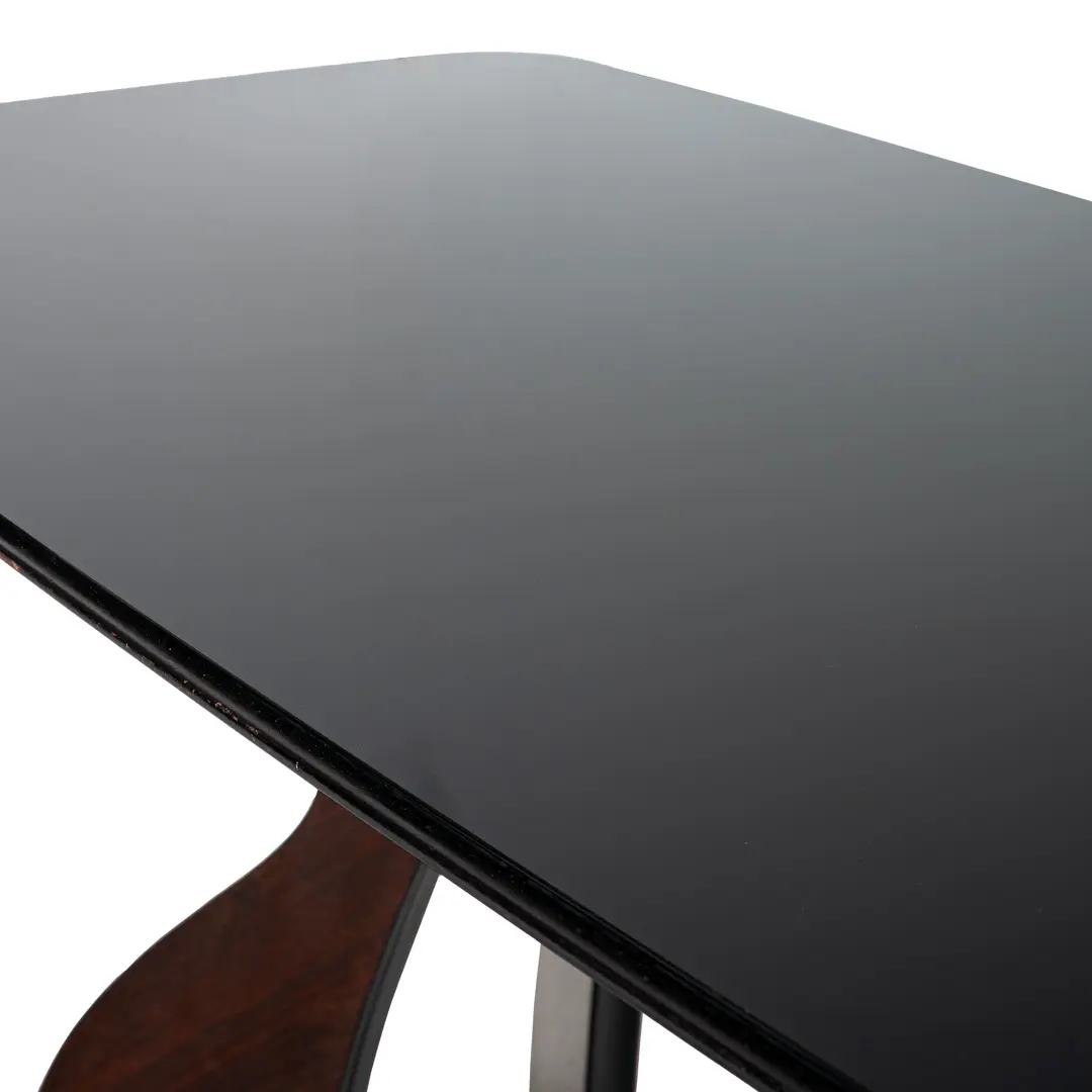 Italian Modern Rosewood Dining Table, black opaline glass top, circa 1940 — photo 5
