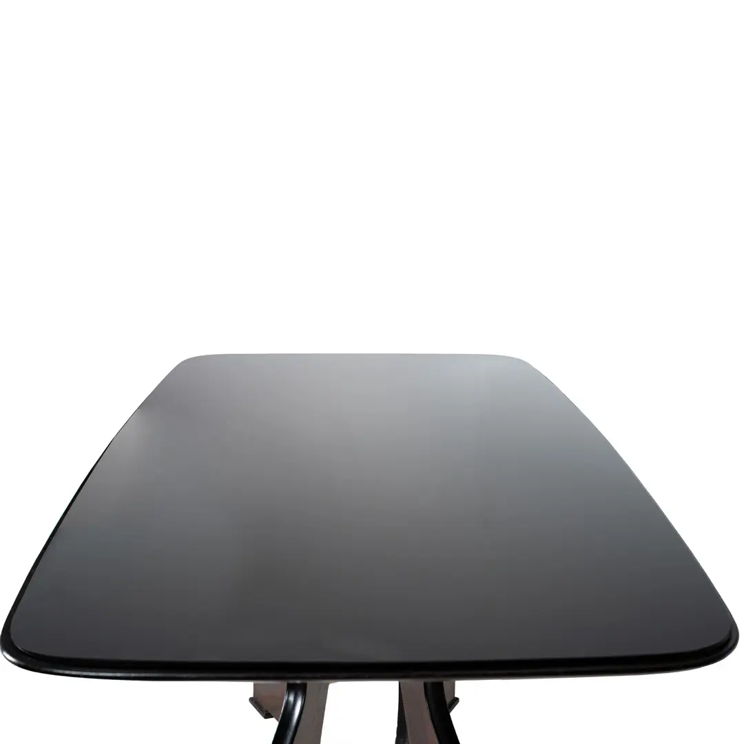 Italian Modern Rosewood Dining Table, black opaline glass top, circa 1940 — image 3