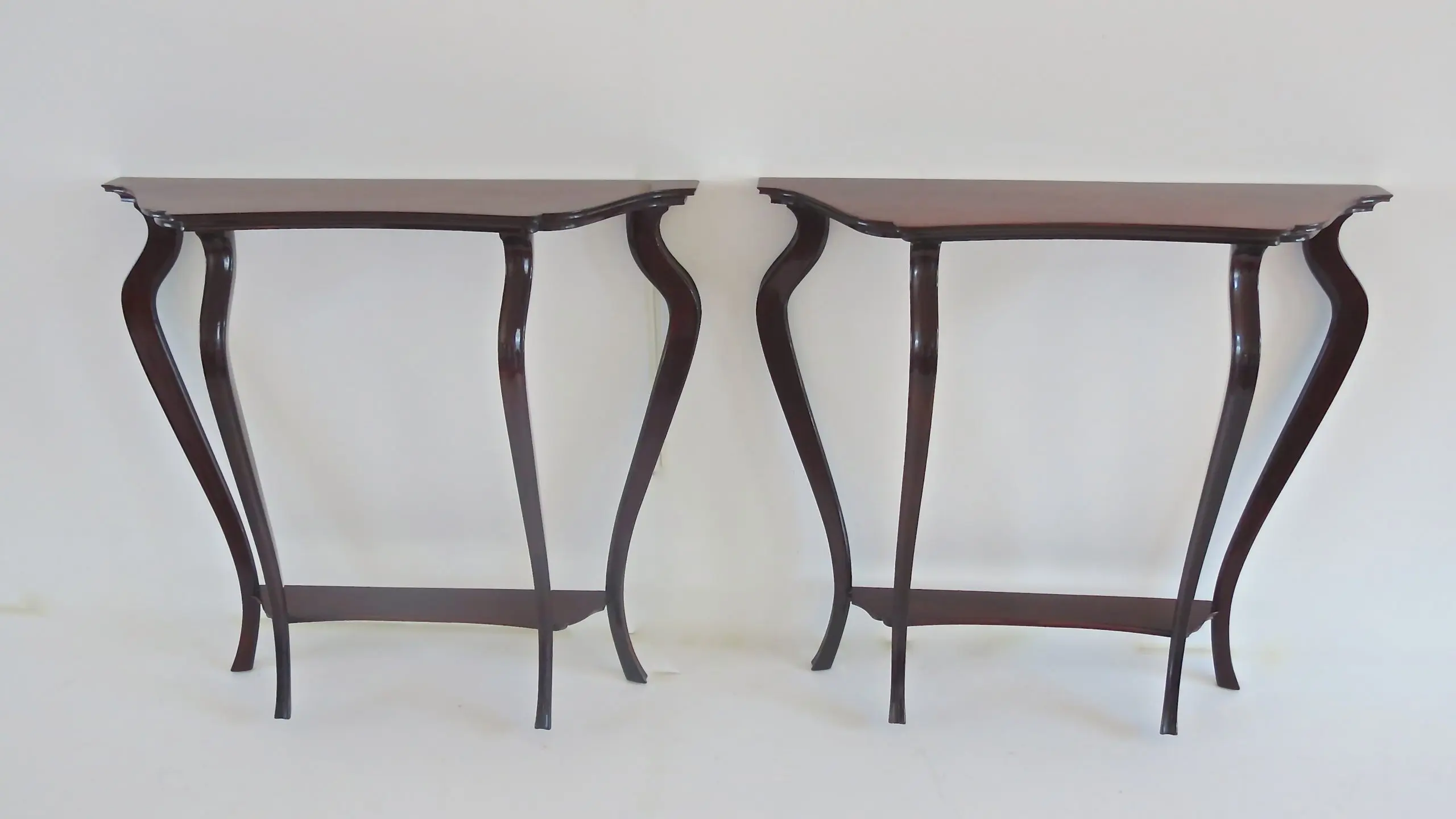 Pair of Unique Walnut Curved Console by Arch. Tempestini, 1951 — image 2