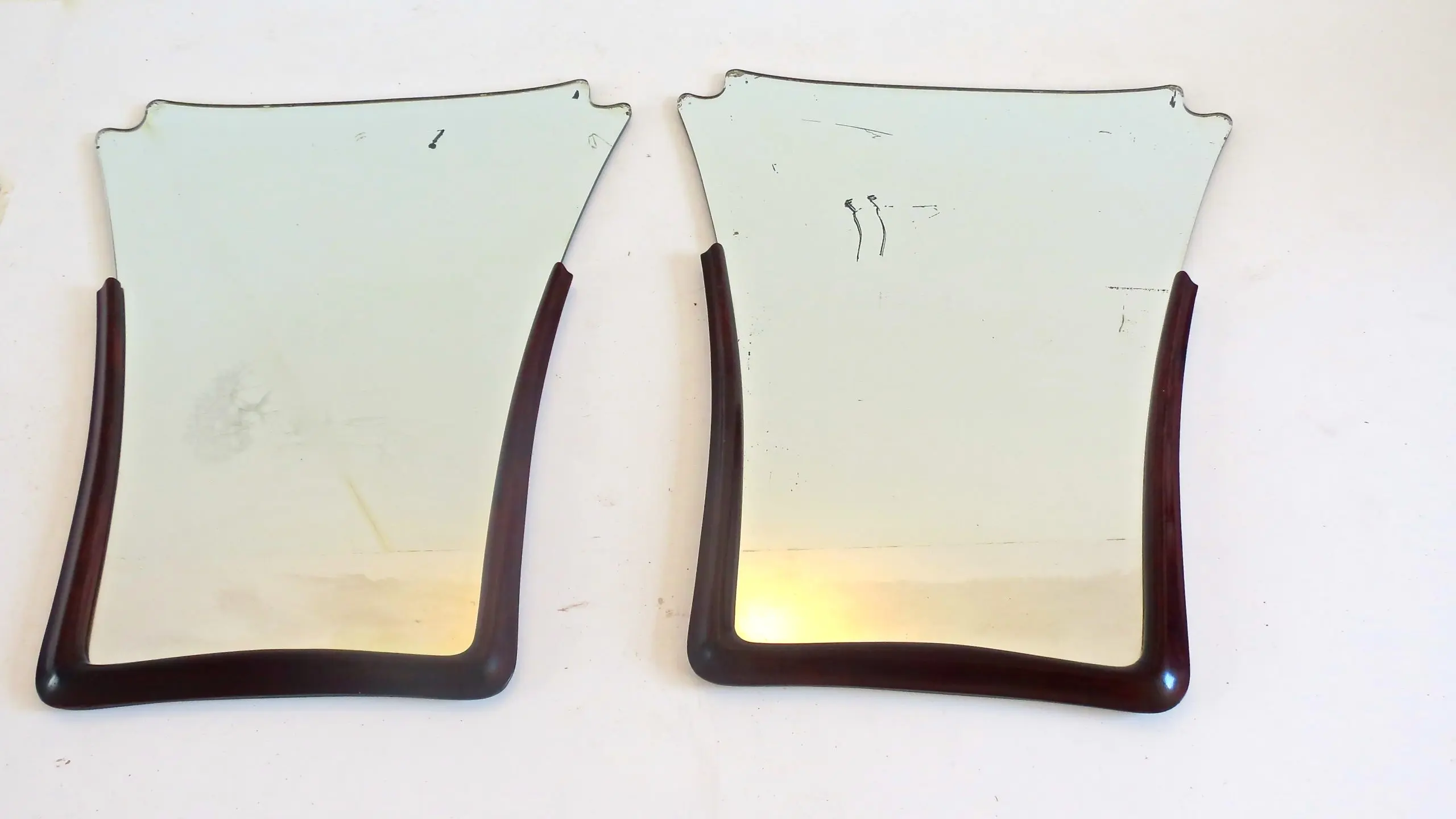Pair of Unique Walnut Wall Mirrors by Arch. Tempestini, 1951 — image 3