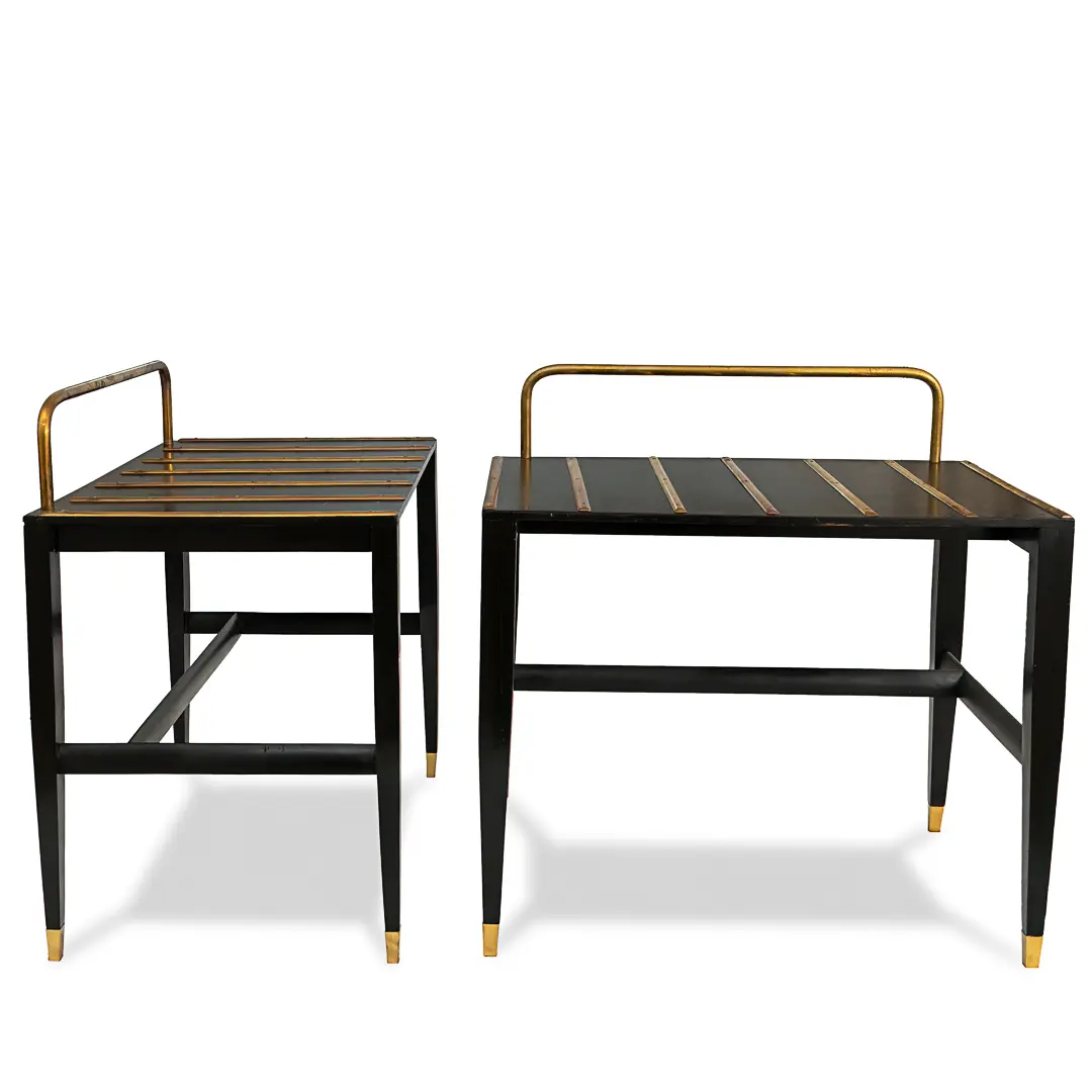 pair of GIO PONTI black walnut laquered side tables from Hotel Royal Naples,1955 — Cristina Longo, Gio Ponti