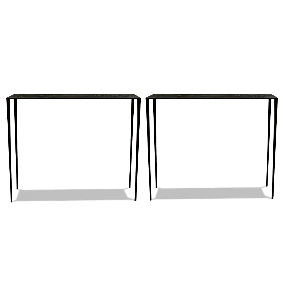 Pair of Important Black Brass Console Tables "Essenziali" by Lorenzo Ciompi, 2018 — Lorenzo Ciompi