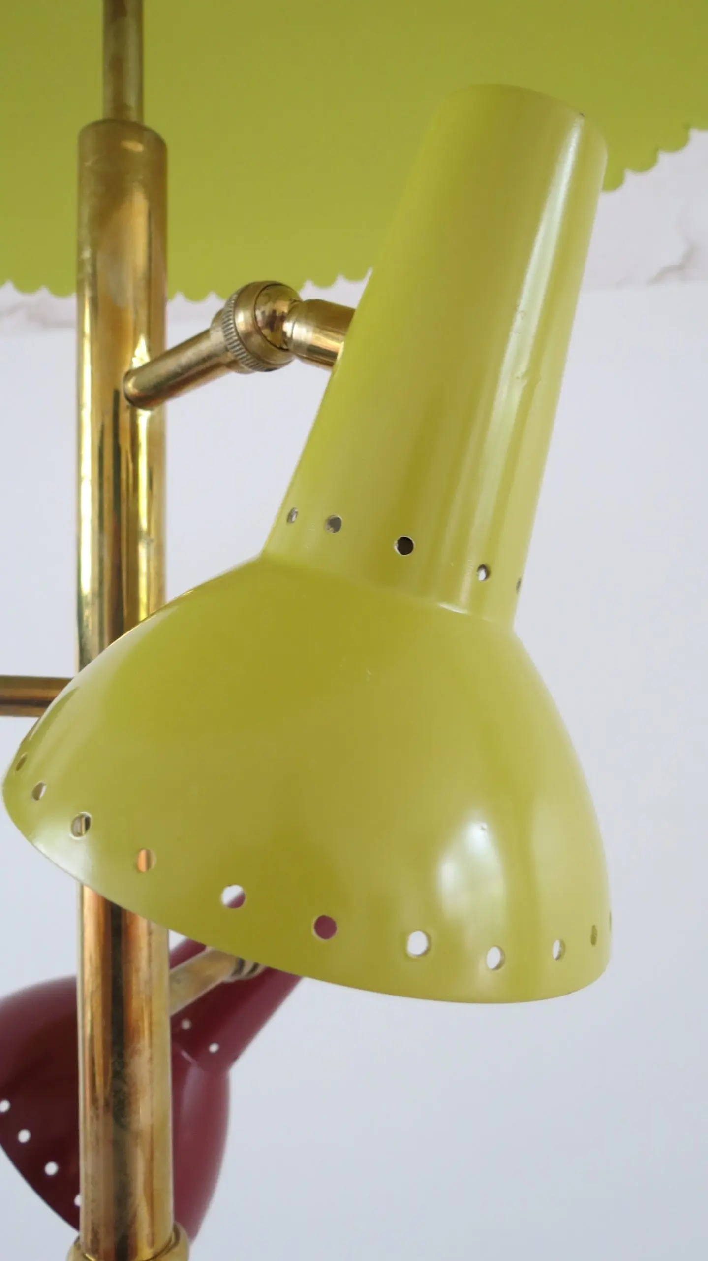 three lights red floor Lamp,  by Lumi circa 1950 — photo 6