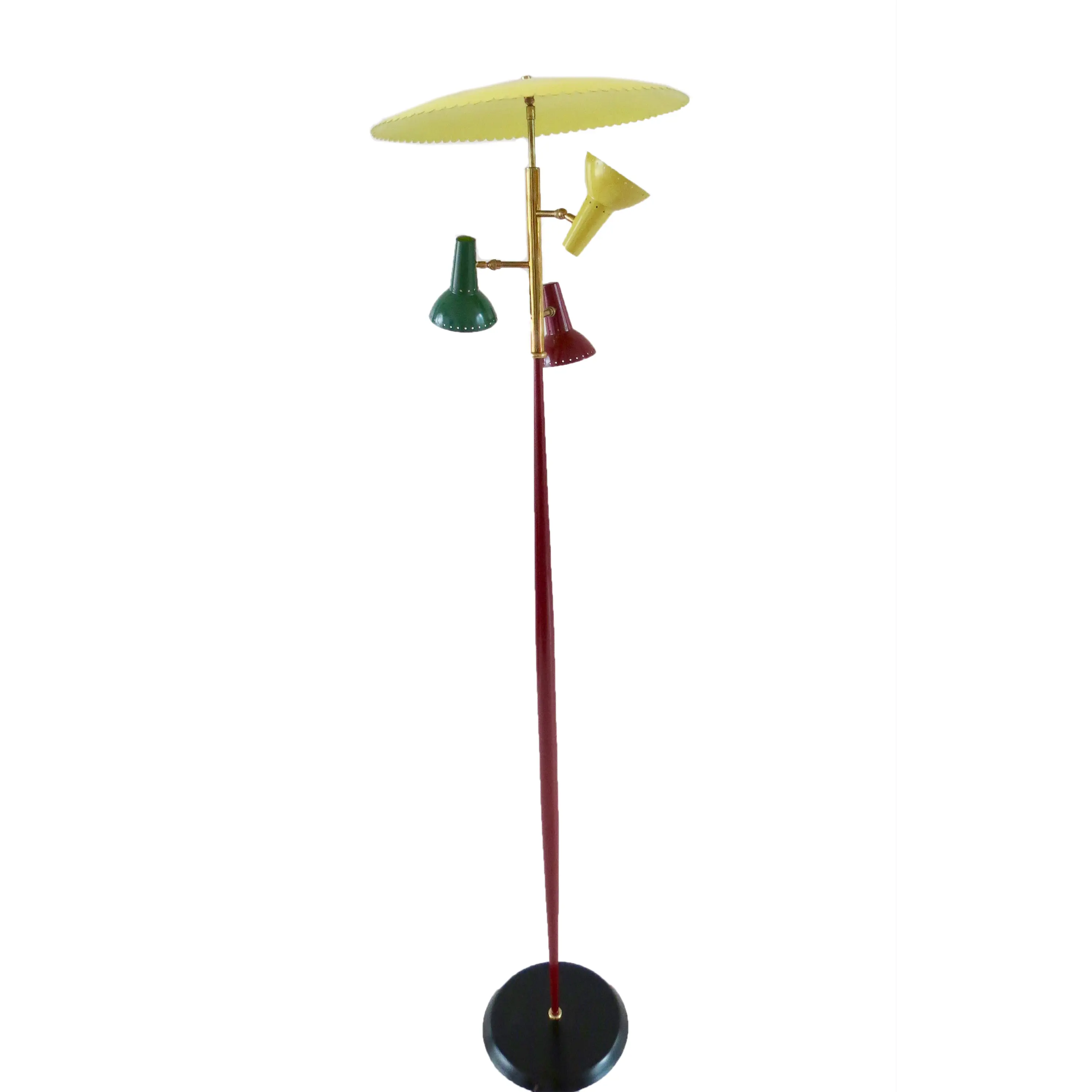 three lights red floor Lamp,  by Lumi circa 1950 — Lumi