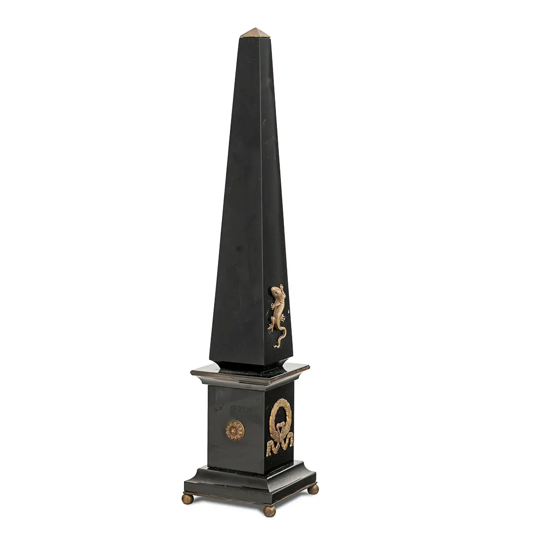 Pair of black marble and bronze obelisks "GOLD LIZARD", limited edition, 2017 — image 2