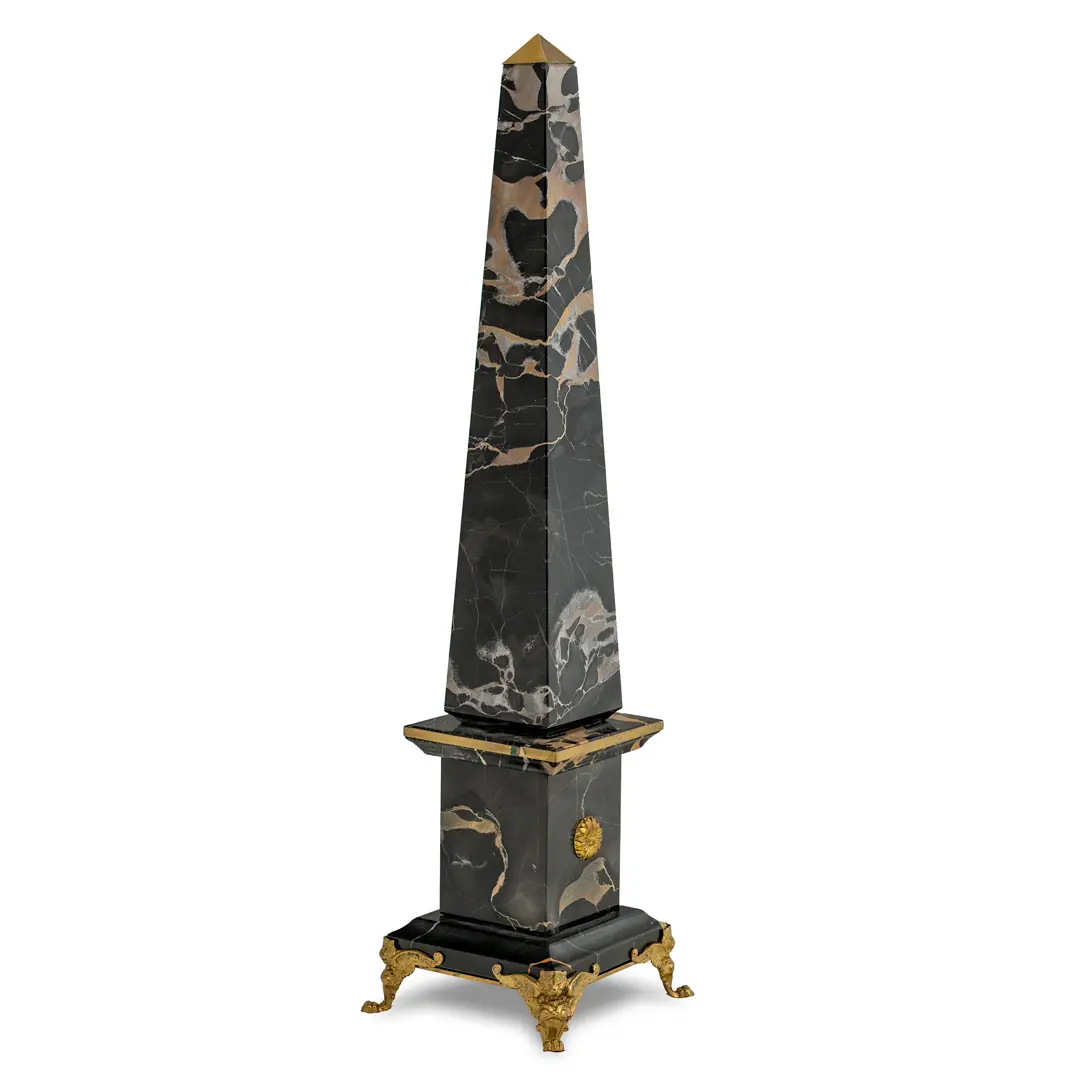 Pair of portoro marble and bronze obelisks "GOLD LION" ,limited edition, 2017 — photo 4