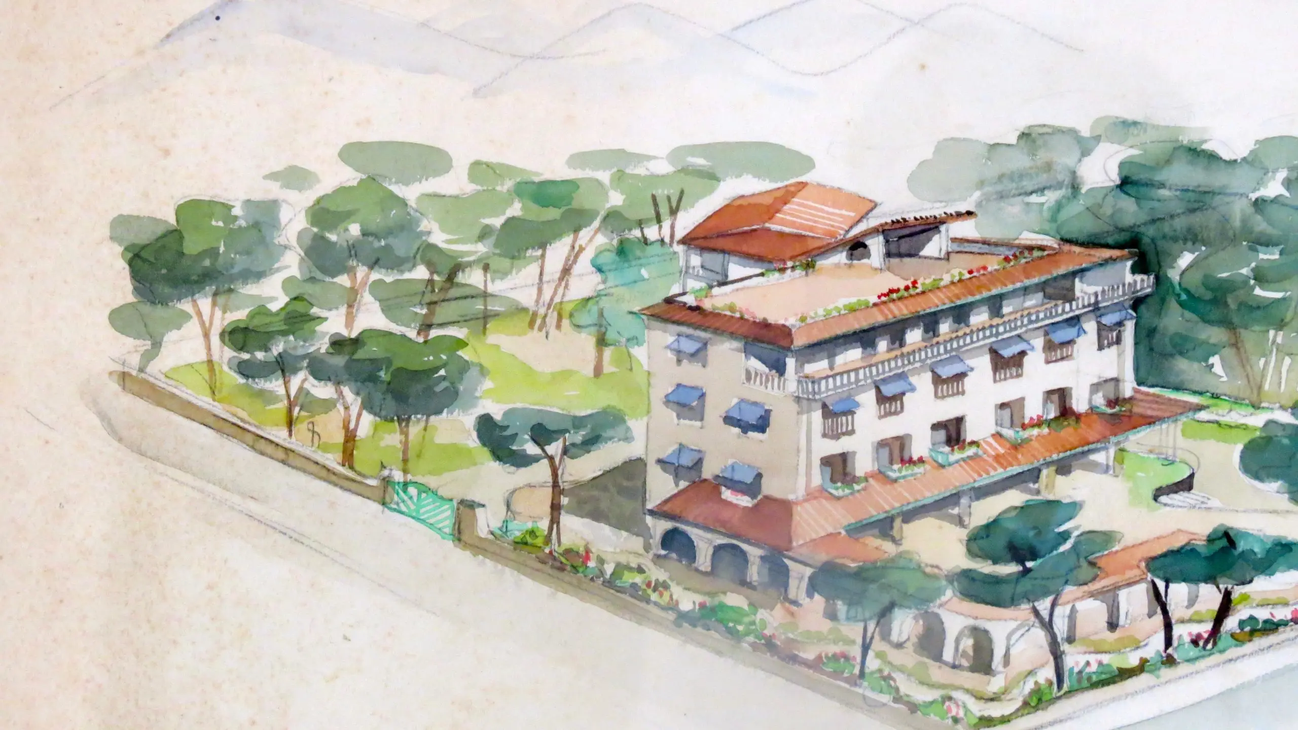 Watercolors on Paper "ALBERGO AL FORTE" Lato Mare by Maurizio Tempestini, 1939 — photo 5