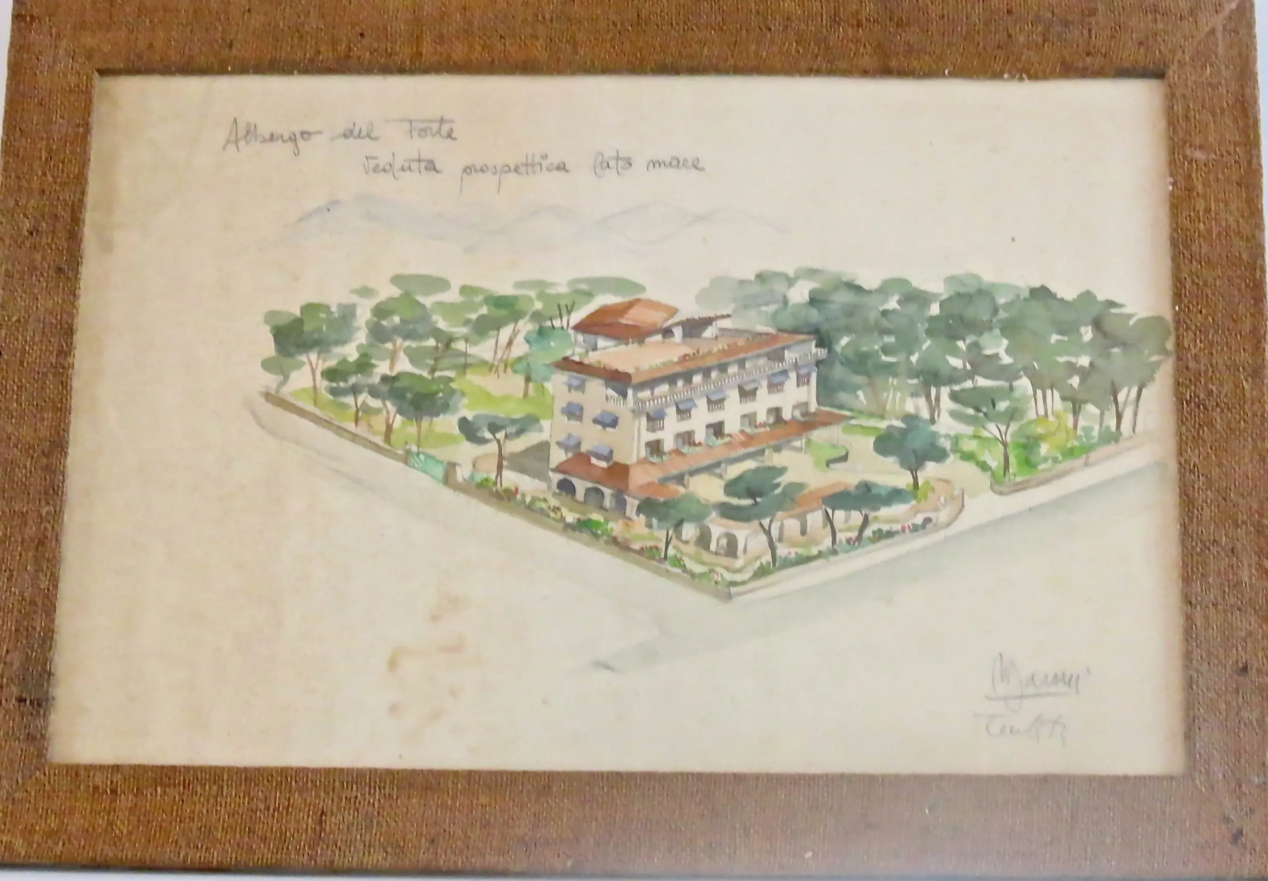 Watercolors on Paper "ALBERGO AL FORTE" Lato Mare by Maurizio Tempestini, 1939 — image 3
