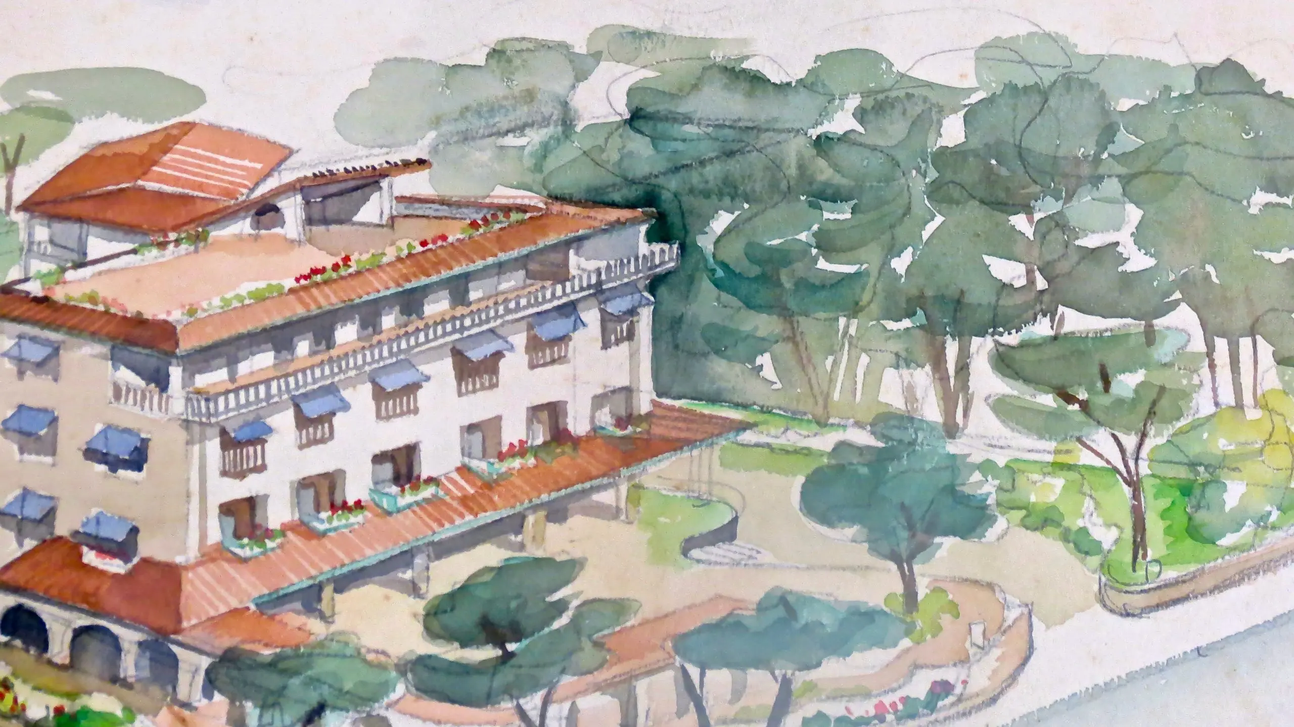 Watercolors on Paper "ALBERGO AL FORTE" Lato Mare by Maurizio Tempestini, 1939 — image 2