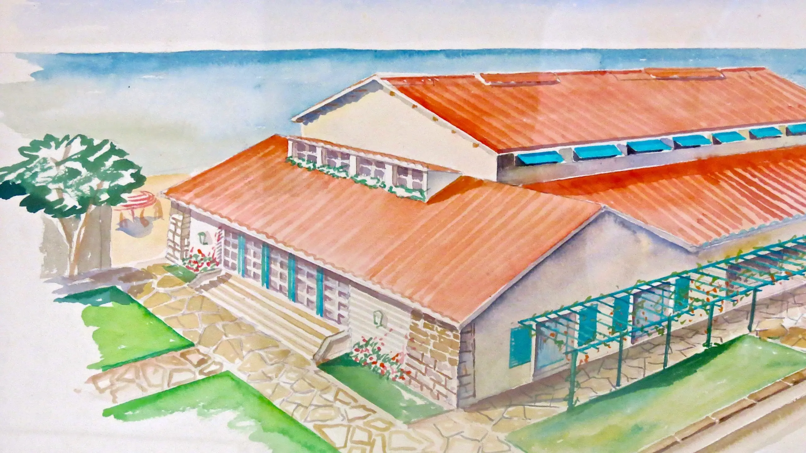 Watercolors on Paper "Cinema Al Forte Dei Marmi" Maurizio Tempestini, 1939 — image 3