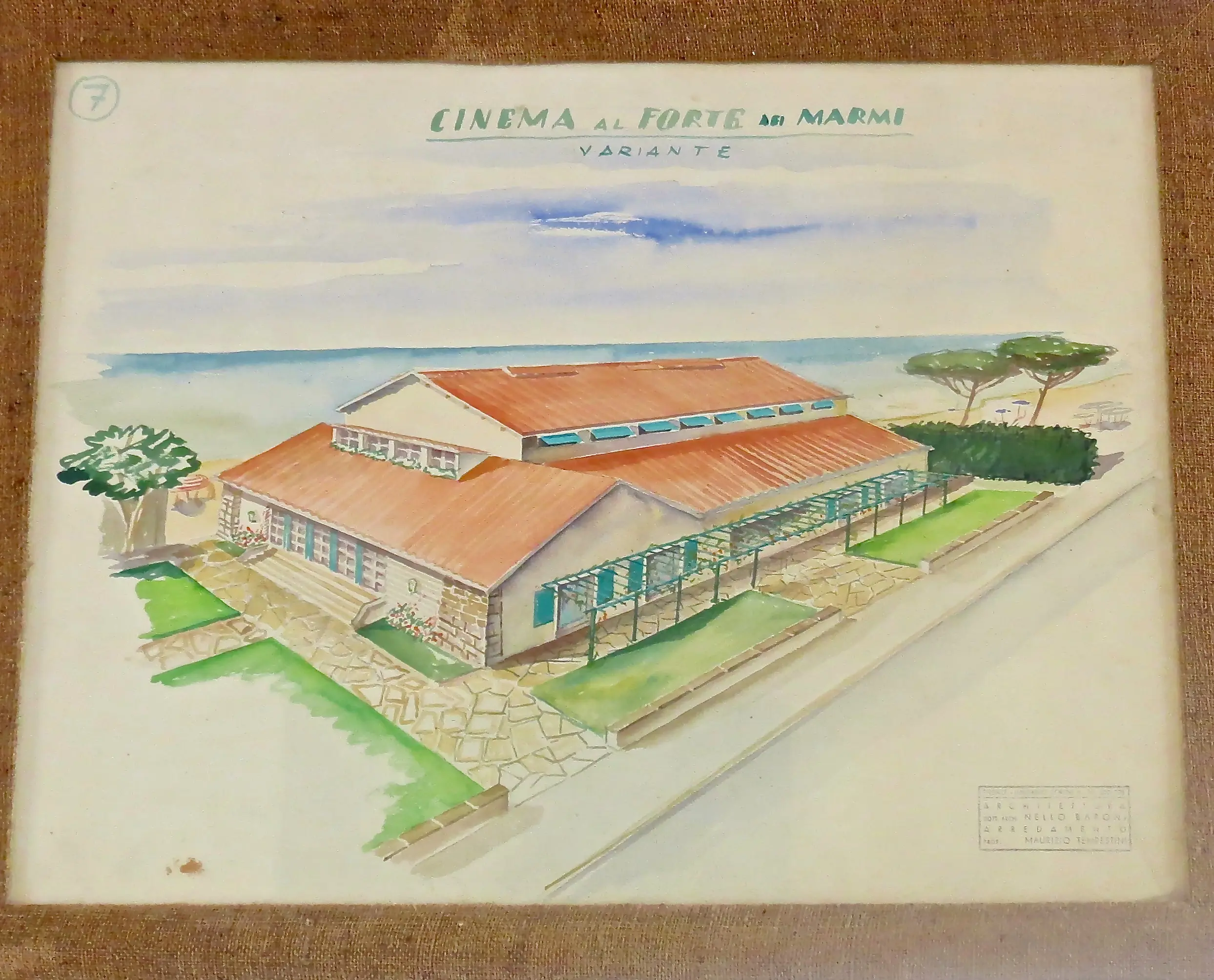 Watercolors on Paper "Cinema Al Forte Dei Marmi" Maurizio Tempestini, 1939 — photo 5