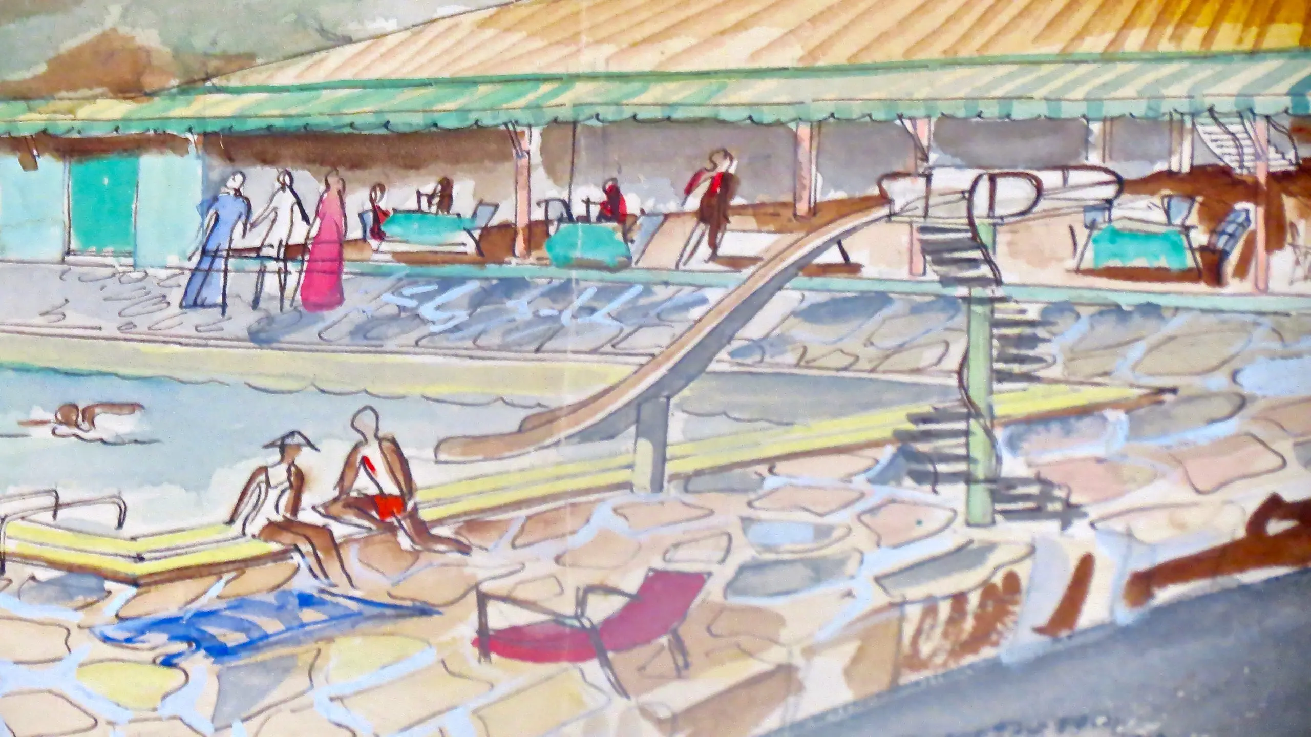 Watercolors on Paper "Piscina Al Forte Dei Marmi" Maurizio Tempestini, 1939 — photo 5