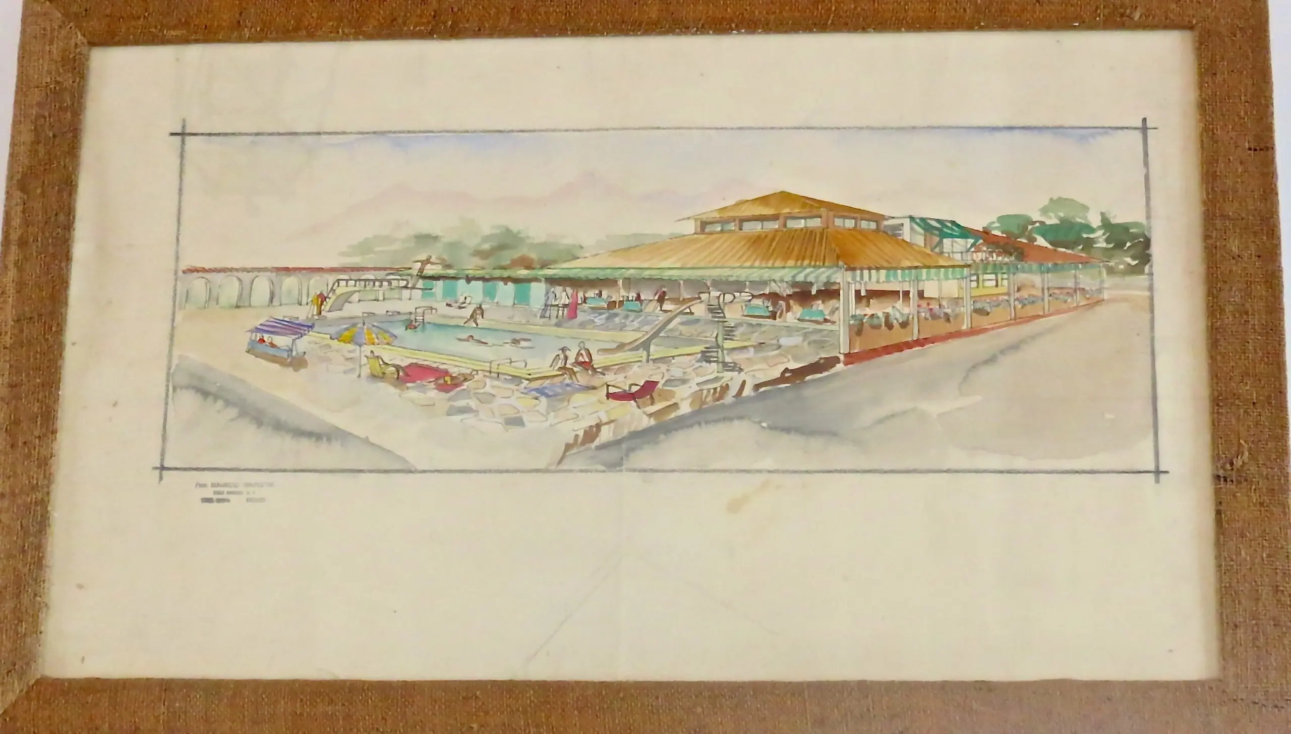 Watercolors on Paper "Piscina Al Forte Dei Marmi" Maurizio Tempestini, 1939 — image 3